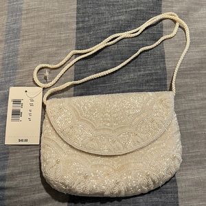 white, beaded small purse